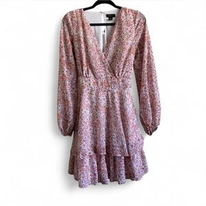 Floral V-Neck Long Sleeve Dress! Size Large!